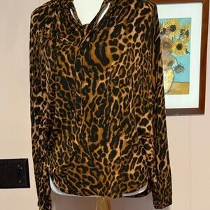 Lauren Ralph Lauren Animal Print Blouse - Black and Brown